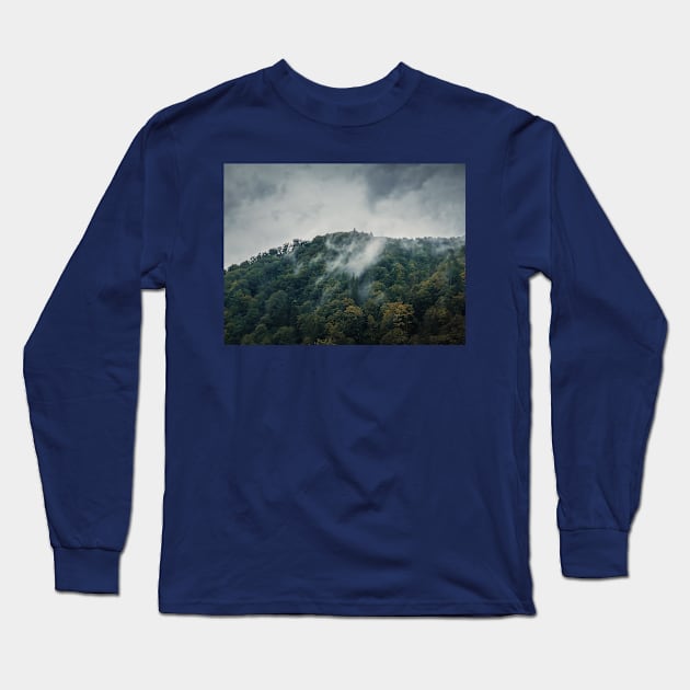 forest on the misty hill Long Sleeve T-Shirt by psychoshadow